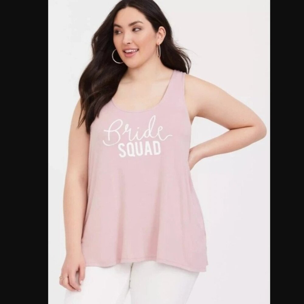 NEW 3X Torrid Bridesmaid Bride Squad Strappy Tank Shirt Top Mauve Dusty Pink